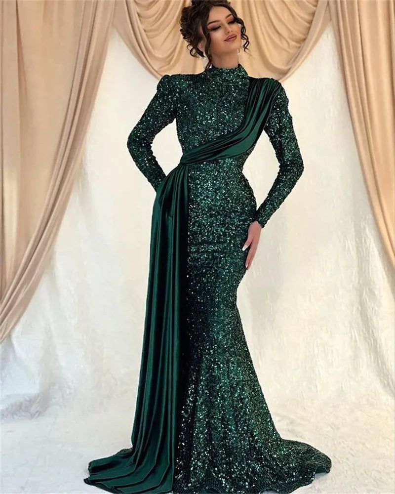 emerald green sequin dress formal