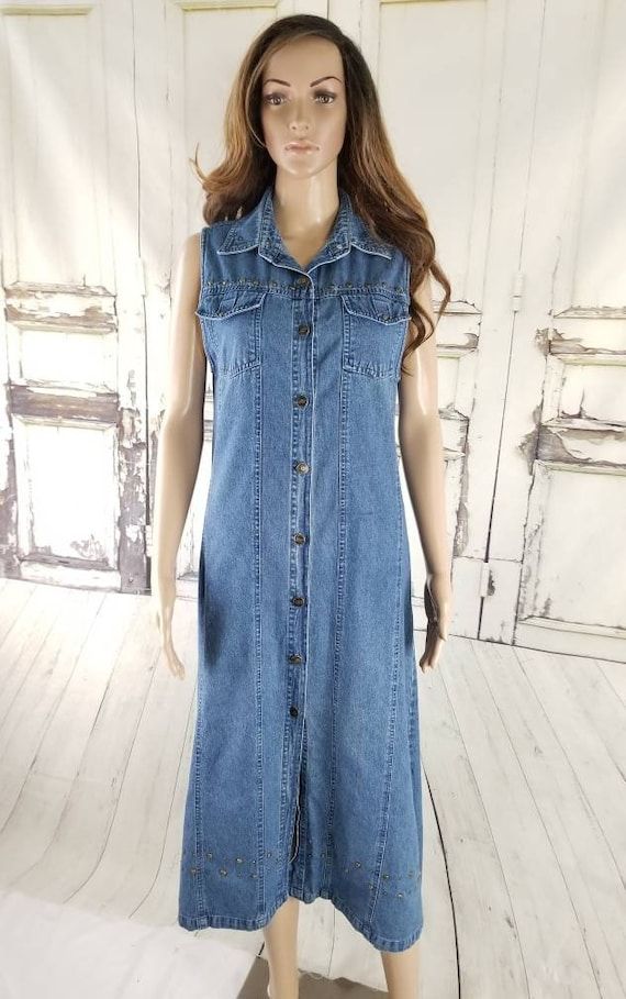 90s denim dress vintage style