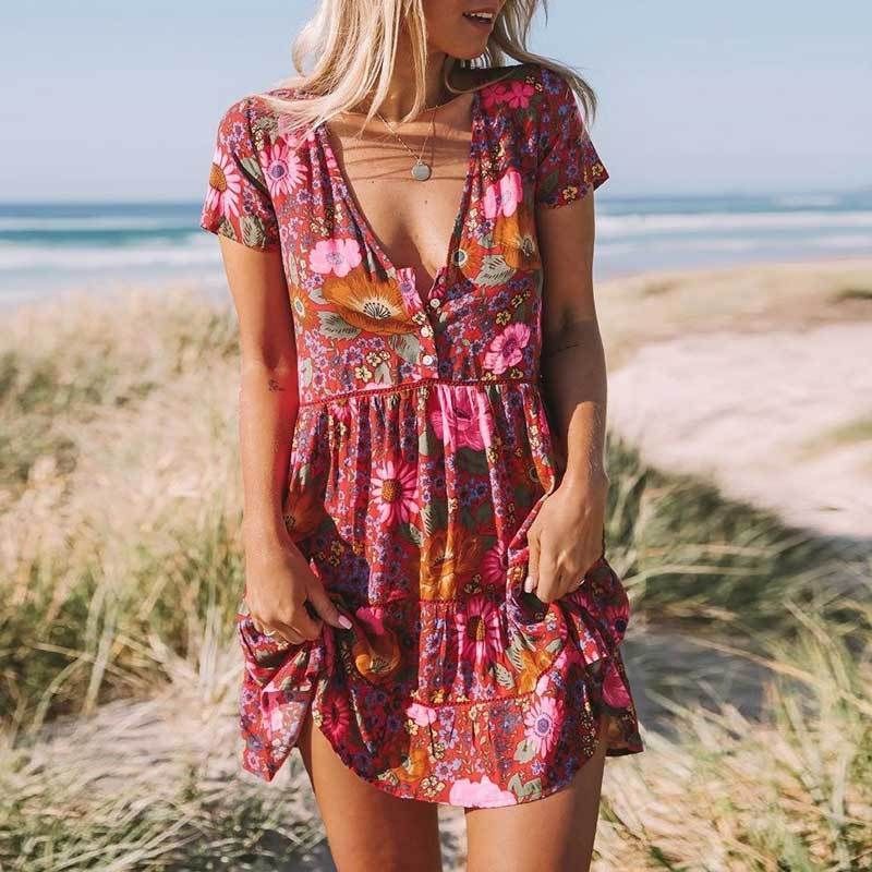 mini floral boho dress summer