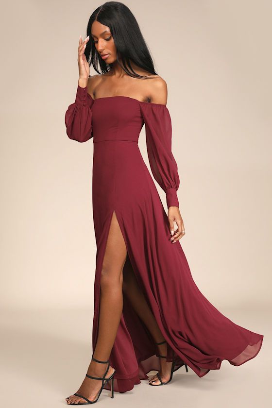 off shoulder maxi dress romantic