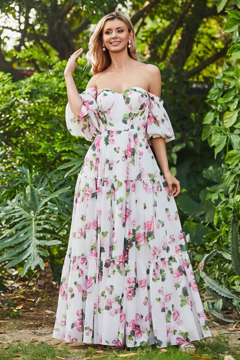 off shoulder spring dress floral