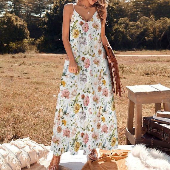 pastel floral boho dress spring