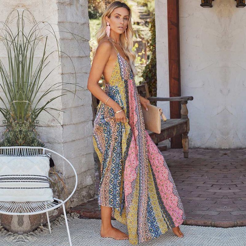 printed maxi dress boho vibe