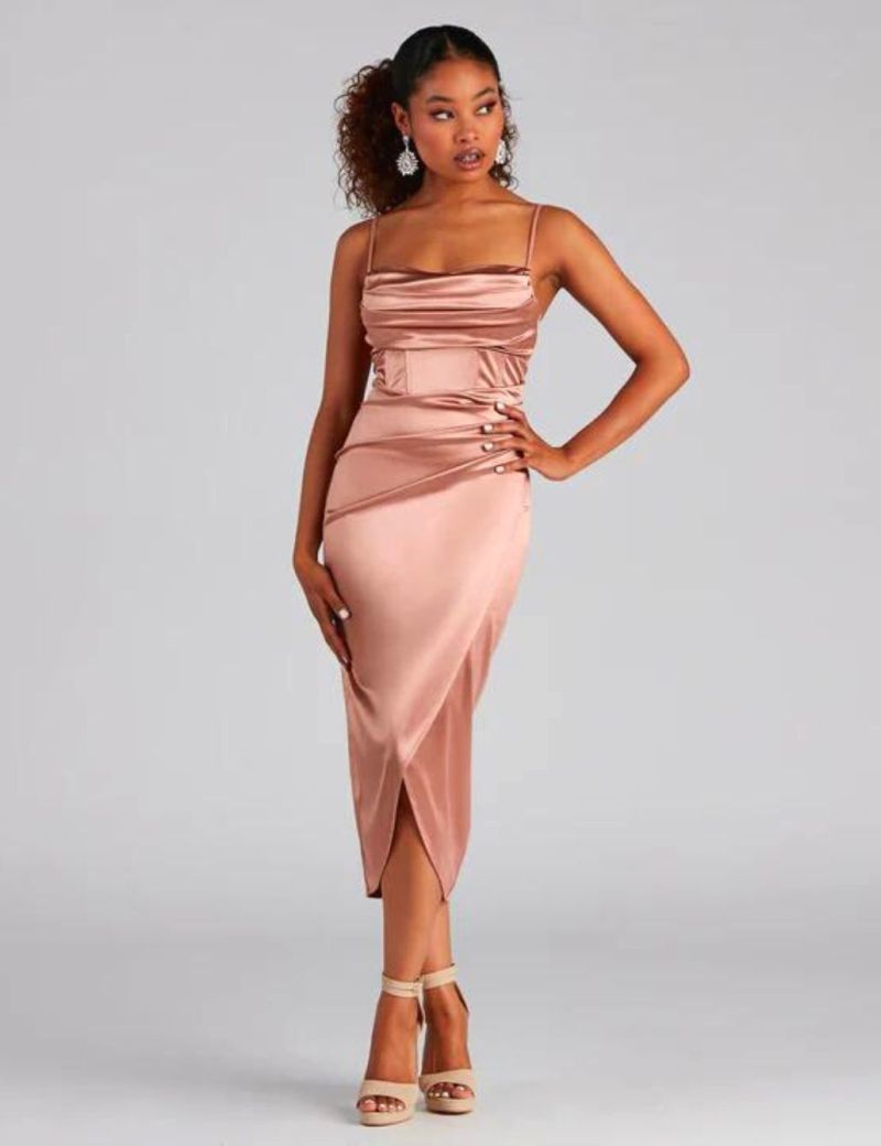 satin engagement dress sleek