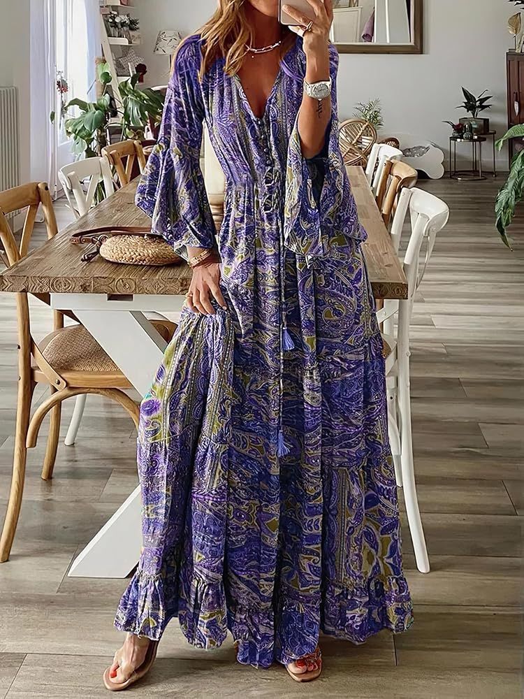 smocked boho maxi dress comfy