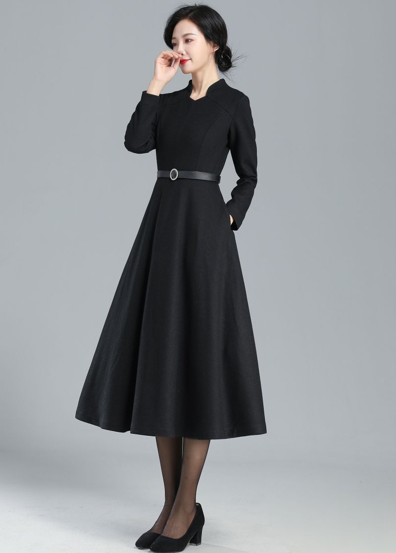 black long sleeve winter dress