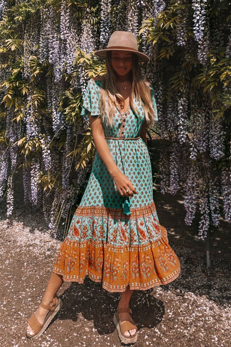 terracotta boho maxi dress autumn