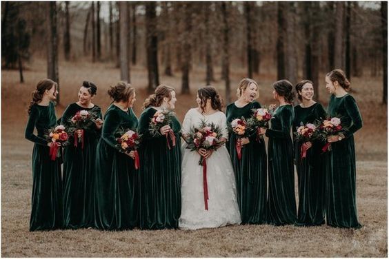 velvet bridesmaid dresses winter wedding