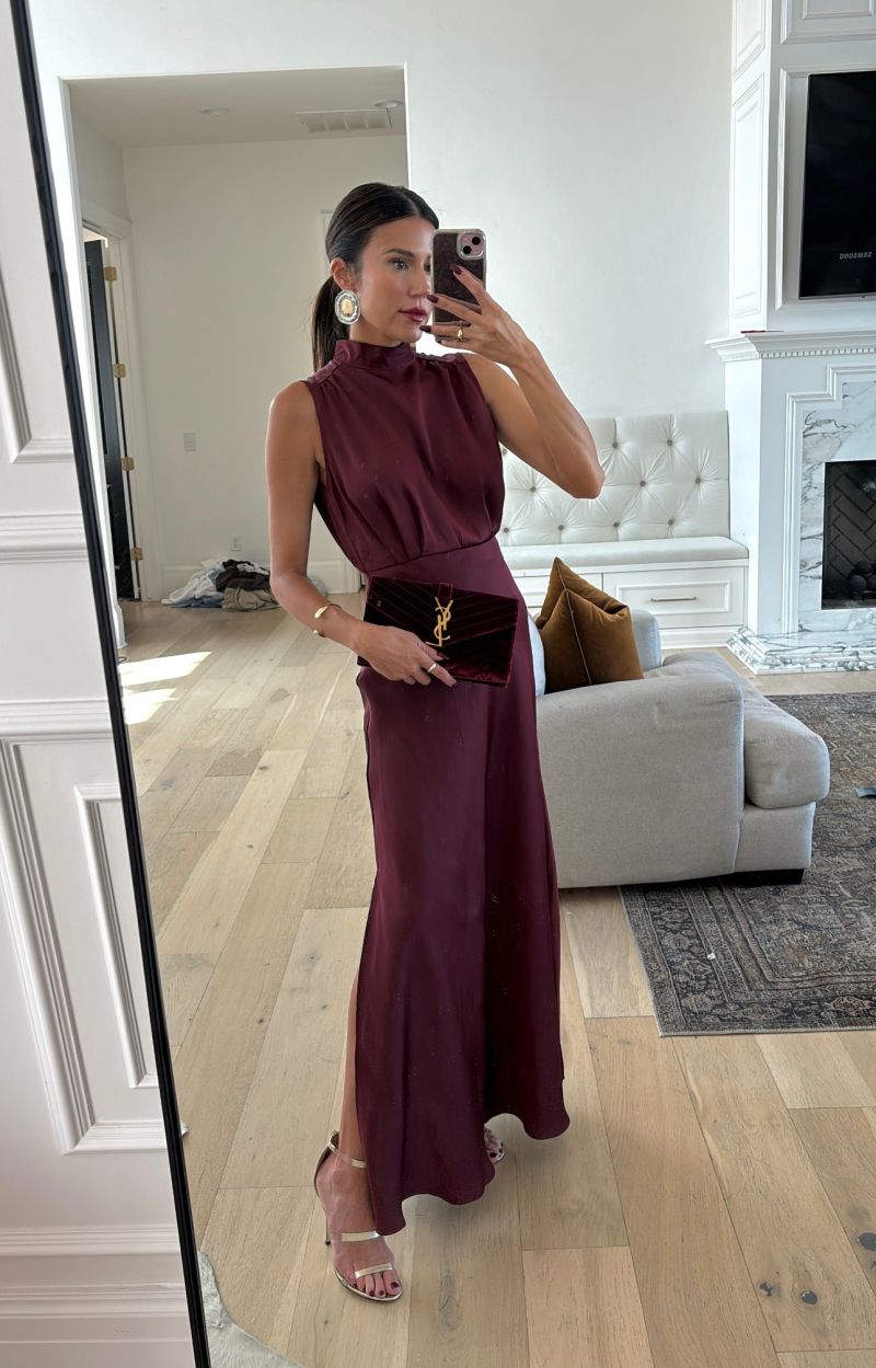 burgundy wedding guest dress fall