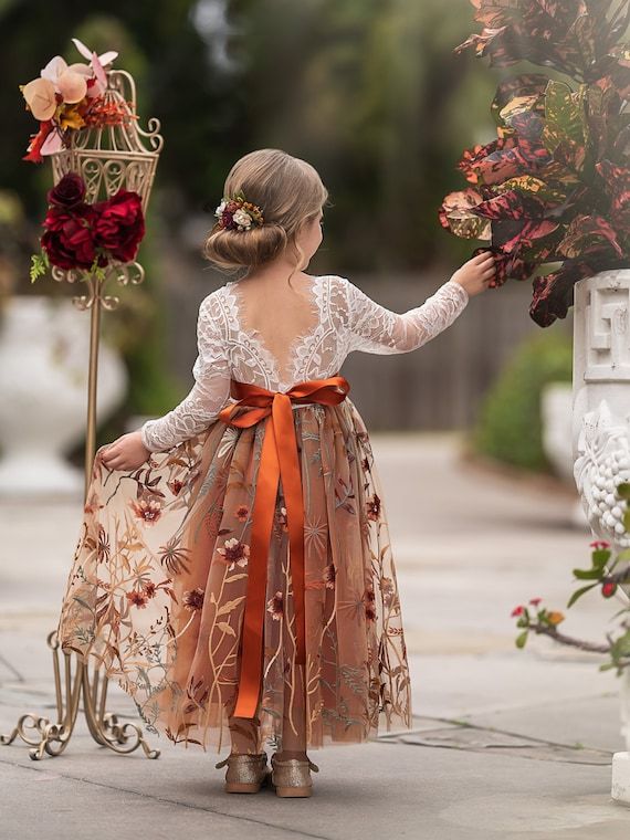 autumn floral boho dress burnt orange